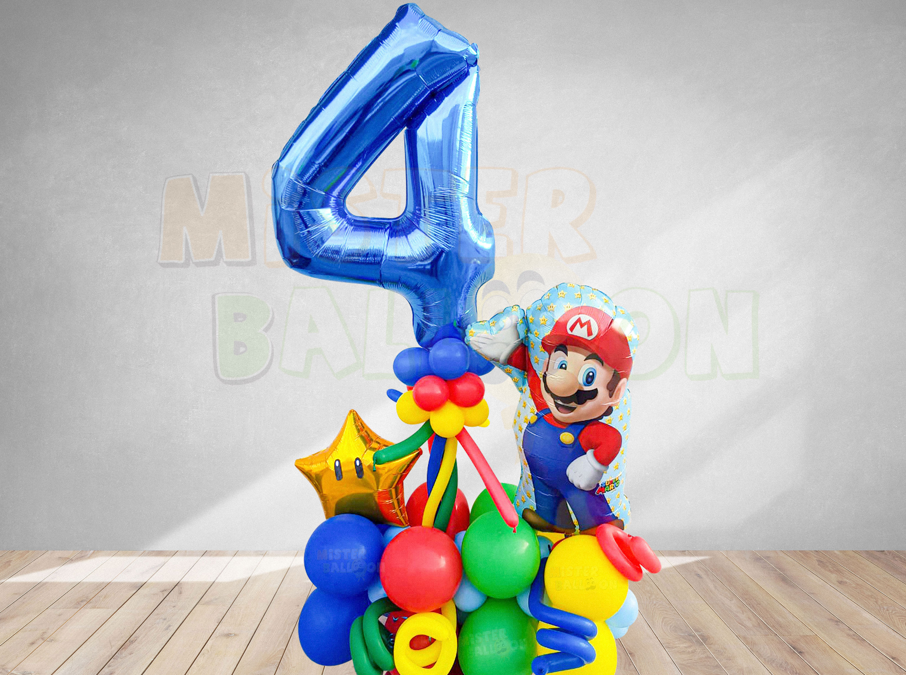 Bouquet de ballons géant en aluminium Super Mario pour fête d’anniversaire,  gonflage à l’hélium inclus, 5 pièces