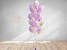 Bouquet of Lilac mix with Clear with Confetti Silver Balloon
